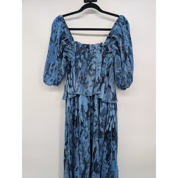 NWT Ganni Georgette Blue Tiered Midi Dress Size 36 US 4 Blue #1E452 - Picture 7 of 11